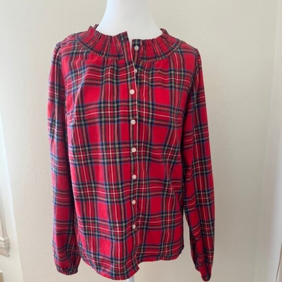 Boden Mae Smocked Cotton Blouse - Red - Picture 3 of 7